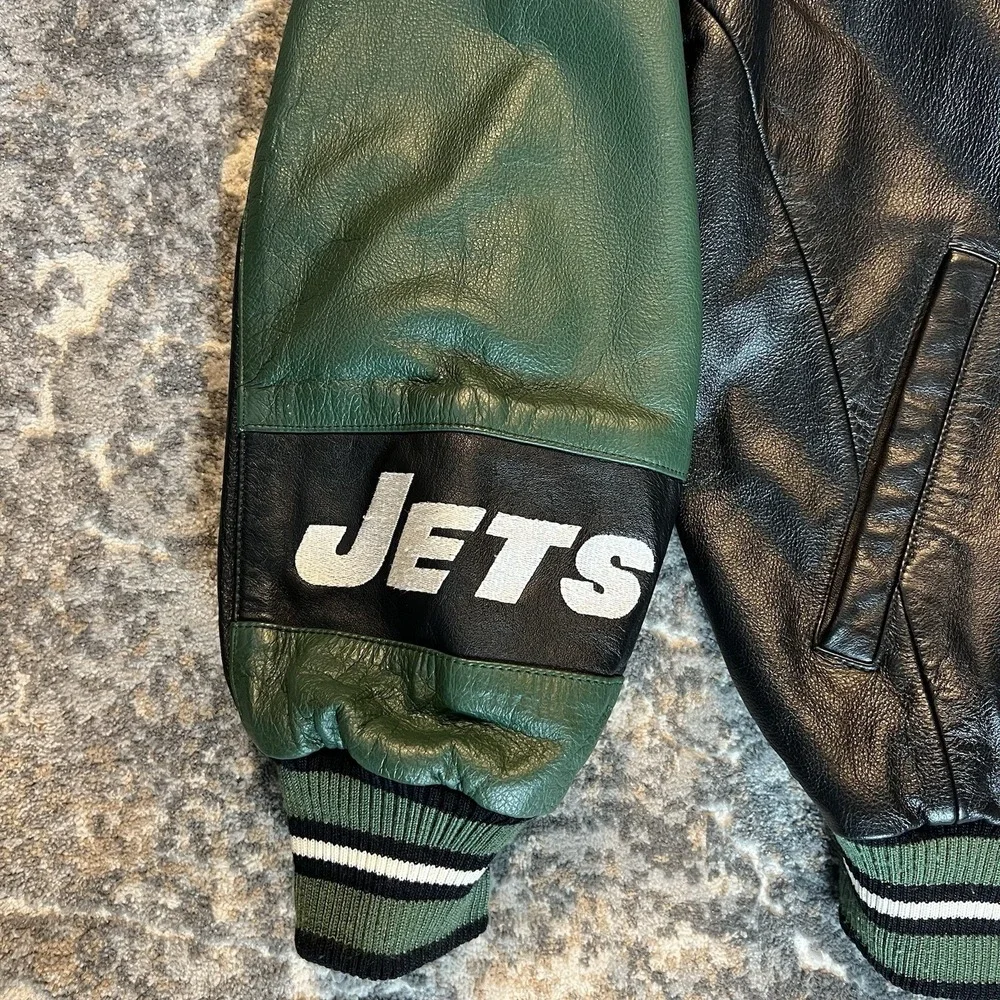 Vintage Carl Banks‎ G-III New York Jets Leather Jacket Size L